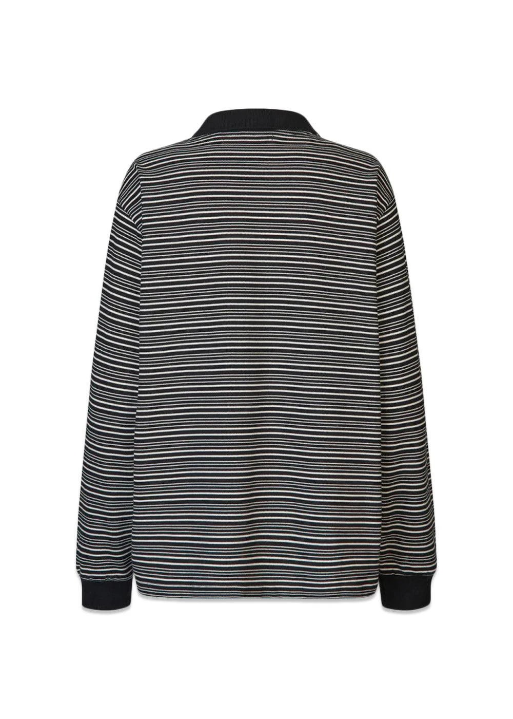 Steffi Oversized Polo - Black/Off White Stripe 6 Steffi Oversized Polo - Black/Off White Stripe - Billede 4