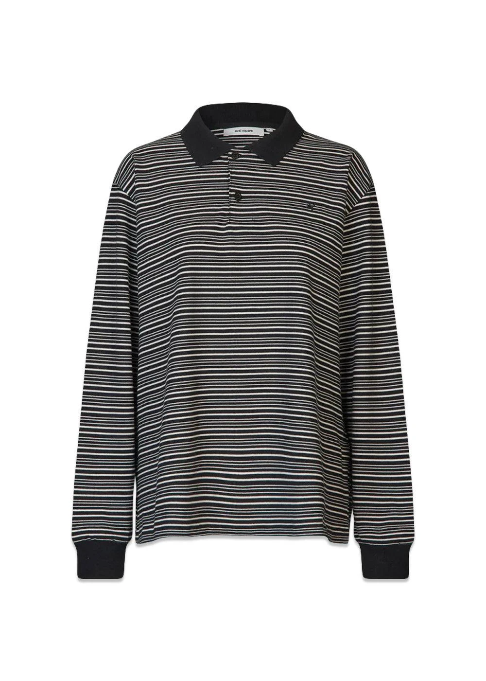 Steffi Oversized Polo - Black/Off White Stripe 3 Steffi Oversized Polo - Black/Off White Stripe