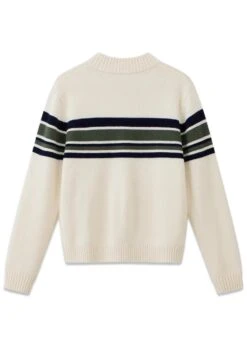 Striped Zip Knit - Striped Beige -Butler Loftet Butik Striped Zip Knit Striped Beige Globe Studios 3