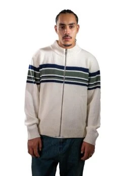 Striped Zip Knit - Striped Beige -Butler Loftet Butik Striped Zip Knit Striped Beige Globe Studios 4