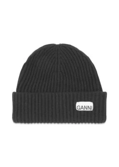 Ganni Structured Rib Beanie - Black