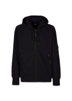 C.P. Company Sweatshirts-Hooded Open - Black