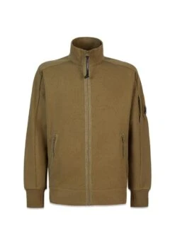 C.P. Company Sweatshirts Open Sweat Diagonal Raised Fleece - Ivy Green