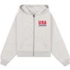 USA Athletics Cropped Zip Hoodie - Heather Gray -Butler Loftet Butik USA Athletics Cropped Zip Hoodie Heather Gray Sporty Rich