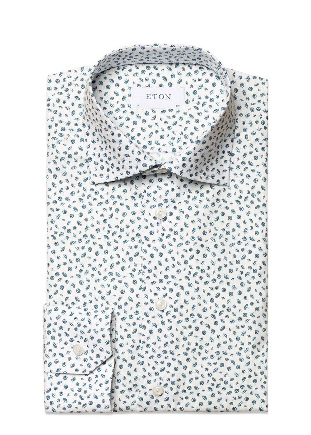 ETON Umbrella Print Poplin Contemporary Shirt - Light Blue 4 ETON Umbrella Print Poplin Contemporary Shirt - Light Blue - Billede 2