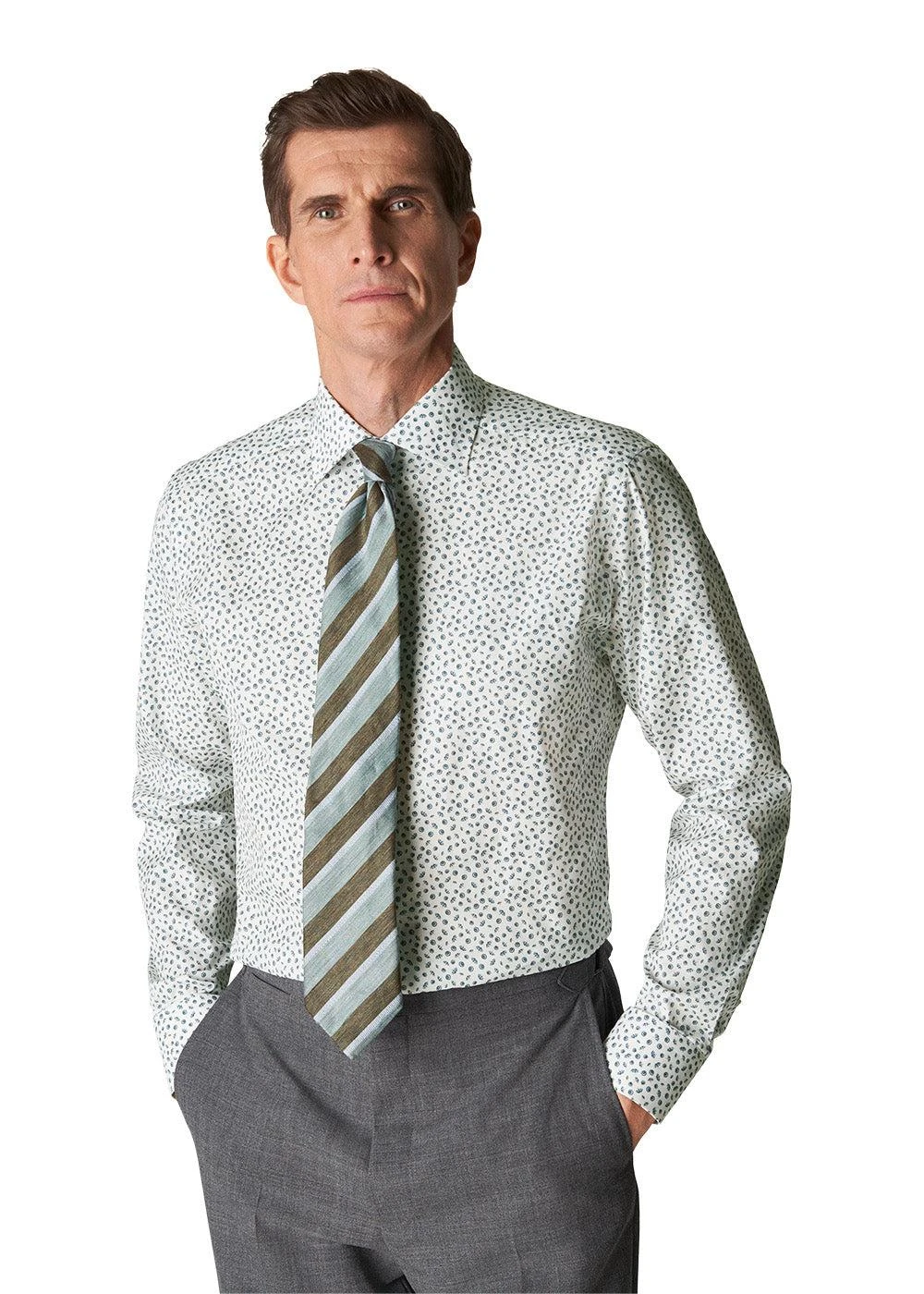 ETON Umbrella Print Poplin Contemporary Shirt - Light Blue 5 ETON Umbrella Print Poplin Contemporary Shirt - Light Blue - Billede 3